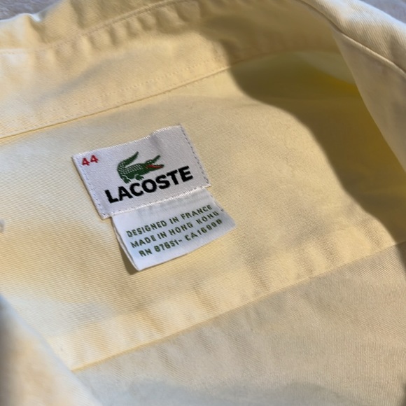 Lacoste men’s yellow 100% cotton button down shirt. Size Large - Picture 3 of 5